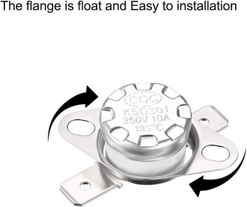 uxcell KSD301 Thermostat 130°C/266°F 10A Normal Closed N.C Adjust Snap Disc Temperature Switch for Microwave,Oven,Coffee Maker 5pcs,Ceramic Material in Saudi Arabia