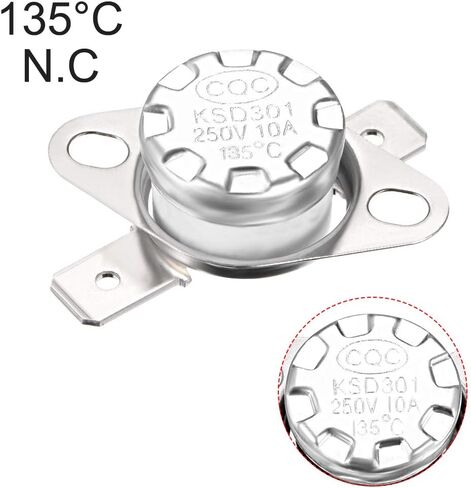 uxcell KSD301 Thermostat 130°C/266°F 10A Normal Closed N.C Adjust Snap Disc Temperature Switch for Microwave,Oven,Coffee Maker 5pcs,Ceramic Material in Saudi Arabia