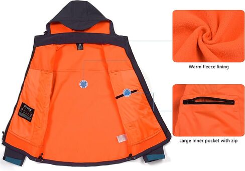 Little Donkey Andy Men's Waterproof Softshell Jacket with Detachable Sleeves and Hood, Fleece Mountain Ski Snow Rain Coat Dark Blue.A3 Size M in Saudi Arabia