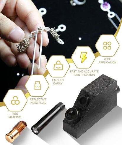 مقياس انكسار المجوهرات، RHG181 1.30 إلى 1.81 مقياس انكسار تحديد الهوية الاحترافي، مقياس انكسار محمول مع سائل مؤشر عاكس 3 مل، f in Kuwait