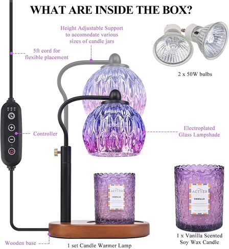 Candle Warmer Lamp with Complimentary Aroma Candle Jar, Height Adjustable with Timer & Dimmer, Compatible with Various Sizes of Aroma Candles, Perfect Room Decor and House Warming Gifts (Warm Gold) in Saudi Arabia