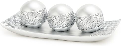 لهجات الرجعية المركزية للطاولة، لهجات ديكور المنزل الفضية العتيقة، ديكور طاولة القهوة، وعاء لهجات زخرفية مع كرات المجالات لديكور طاولة الطعام in Kuwait