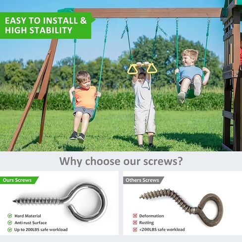 M6 10 Pcs 304 Stainless Steel Screws Eye,2.56 Inch Screw Self Tapping Eye,Load Bearing 200LB, Duty Eye Bolt for Wood Securing Cables Wire,Indoor & Outdoor Use (10, M6 2.56 Inch) in Kuwait