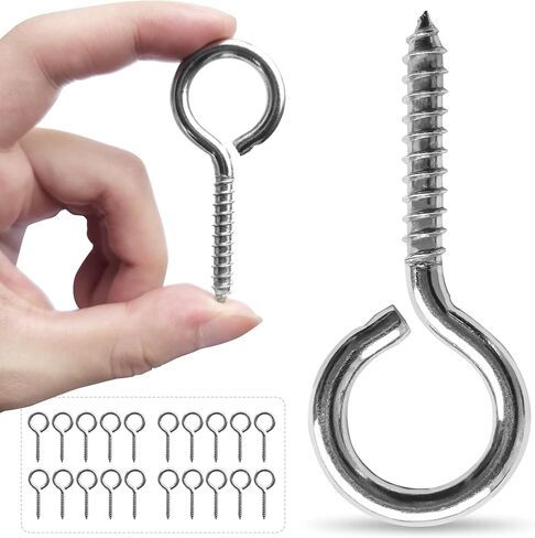 M6 10 Pcs 304 Stainless Steel Screws Eye,2.56 Inch Screw Self Tapping Eye,Load Bearing 200LB, Duty Eye Bolt for Wood Securing Cables Wire,Indoor & Outdoor Use (10, M6 2.56 Inch) in Kuwait