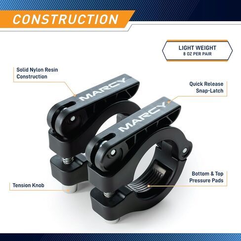مشابك طوق بقفل أثقال أوليمبية من الراتنج النايلون قابلة للتعديل (2 بوصة) مع مزلاج سريع التحرير لتدريب الأثقال وتدريبات اللياقة البدنية، أسود، OBC-8BK in Kuwait