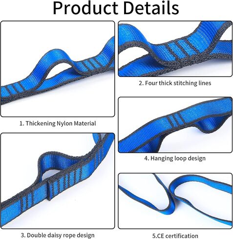 Adjustable Loop Yoga Pilates Stretching Extend Daisy Belt Strap Rope for Climbing, Aerial Yoga, Fitness，Daisy Chain, Climbing Strap Daisy Chain Rope, 43 Inches Climbing Lanyard Nylon Straps in Saudi Arabia