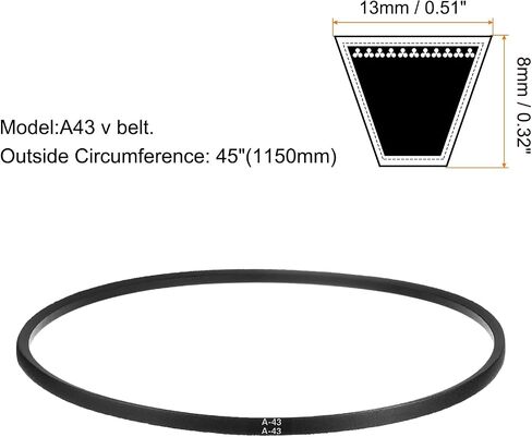 uxcell A43 or 4L450 Classic Wrapped Rubber V-Belt, 43"(1100mm) Inside Circumference, A Profile V Belt in Saudi Arabia