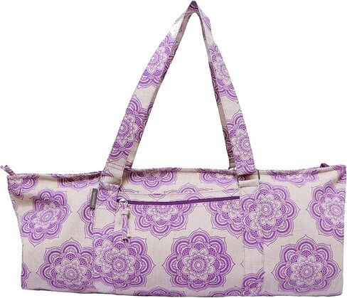 Yoga Mat Bag for Women, Cotton & Jute Storage Bag with Mandala Print, Large Multi-Functional Yoga Bag with Zipper Pocket, Mat Carrier Bag, Fitness Mat Holder for Yoga, Studio, Workout (29x8x12) in Saudi Arabia