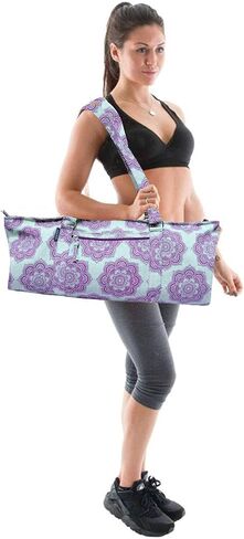 Yoga Mat Bag for Women, Cotton & Jute Storage Bag with Mandala Print, Large Multi-Functional Yoga Bag with Zipper Pocket, Mat Carrier Bag, Fitness Mat Holder for Yoga, Studio, Workout (29x8x12) in Saudi Arabia