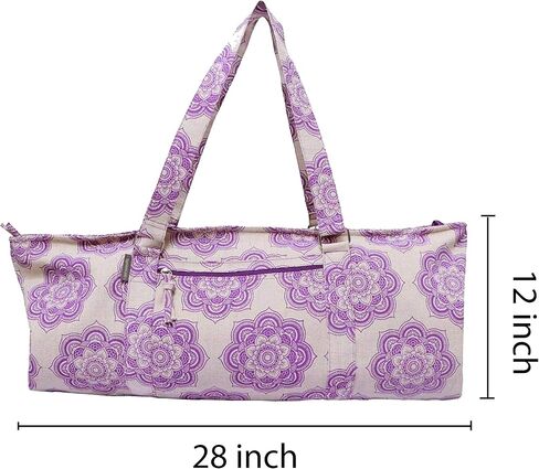 Yoga Mat Bag for Women, Cotton & Jute Storage Bag with Mandala Print, Large Multi-Functional Yoga Bag with Zipper Pocket, Mat Carrier Bag, Fitness Mat Holder for Yoga, Studio, Workout (29x8x12) in Saudi Arabia