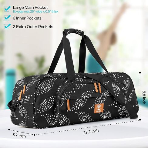 Yoga Mat Bag, 8-Pocket Yoga Gym Bag Fits 1/2" Thick Mat & Yoga Blocks, Detachable Straps | Large Gym Bag With Yoga Mat Holder For Women, Men. Yoga Duffle, Yoga Tote in Saudi Arabia