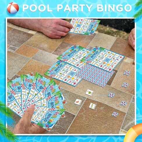 Liliful 35 Pcs Pool Party Bingo Games 24 Players Summer Bingo Cards Beach Party Games for Boys Girls Adults Family Classroom Activities Hawaiian Tropical Party Favors Supplies in Saudi Arabia