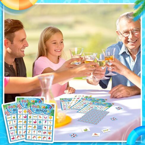 Liliful 35 Pcs Pool Party Bingo Games 24 Players Summer Bingo Cards Beach Party Games for Boys Girls Adults Family Classroom Activities Hawaiian Tropical Party Favors Supplies in Saudi Arabia