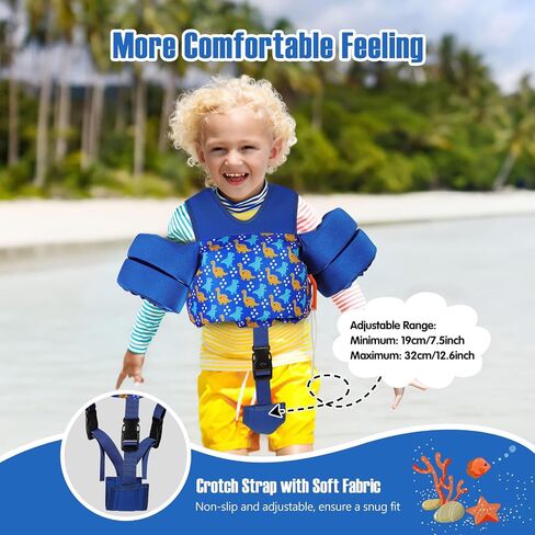 MoKo 13-30lbs/30-70lbs Toddler Floaties Arm Floaties, Toddler Swim Vest Cartoon Swim Arm Band for Kids with Crotch Strap Pool Float Vests Sleeves Shoulder Straps Learn to Swim in Saudi Arabia