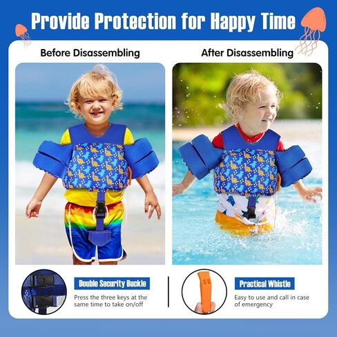 MoKo 13-30lbs/30-70lbs Toddler Floaties Arm Floaties, Toddler Swim Vest Cartoon Swim Arm Band for Kids with Crotch Strap Pool Float Vests Sleeves Shoulder Straps Learn to Swim in Saudi Arabia