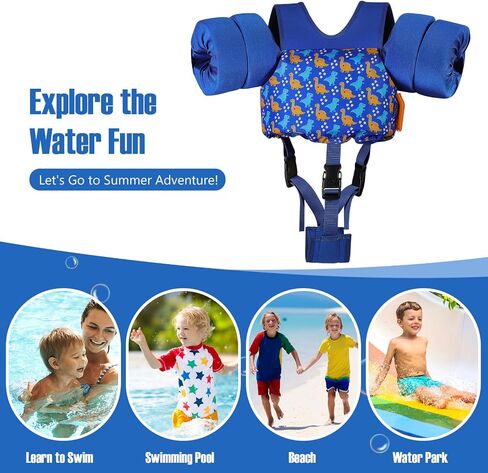 MoKo 13-30lbs/30-70lbs Toddler Floaties Arm Floaties, Toddler Swim Vest Cartoon Swim Arm Band for Kids with Crotch Strap Pool Float Vests Sleeves Shoulder Straps Learn to Swim in Saudi Arabia