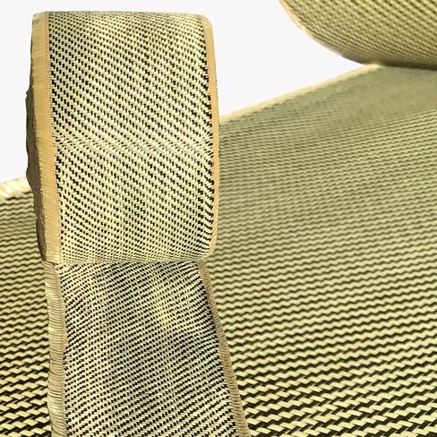 (1 ft -25 ft Rolls) KARBXON - 12 in - Carbon Fiber Aramid Fabric - Yellow - 3K - 240g/meter - Twill Weave - Advanced Cloth Fabric - Rolled 12" Wide Hemmed Fabric for Repair, Drones, RC & DIY Projects in Saudi Arabia