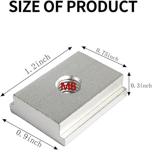 2Pcs M8 T-Track Slider, 30MM Silver Aluminum Alloy M8 T Slot Nut, Woodworking T Slot Slider, Jigs Screw Slot Fastener in Saudi Arabia