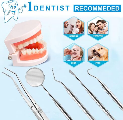 Dental Hygiene Kit - Calculus & Plaque Remover Dental Tool Set - Stainless Steel Tarter Scraper, Tooth Pick, and Mouth Mirror Dentist Instrument Set for Teeth Cleaning in Saudi Arabia