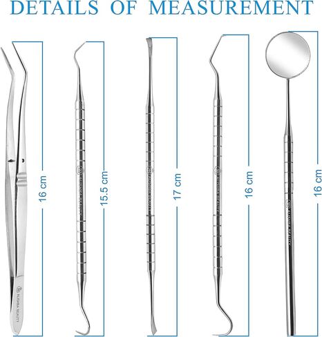 Dental Hygiene Kit - Calculus & Plaque Remover Dental Tool Set - Stainless Steel Tarter Scraper, Tooth Pick, and Mouth Mirror Dentist Instrument Set for Teeth Cleaning in Saudi Arabia