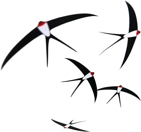 5 قطع من السنونو الطائر - ديكور منزلي يمكنك صنعه يدويًا - ديكور حضانة بوهو، لوحة فنية جدارية للطيور مصنوعة يدويًا لغرفة النوم، وغرفة المعيشة in Kuwait