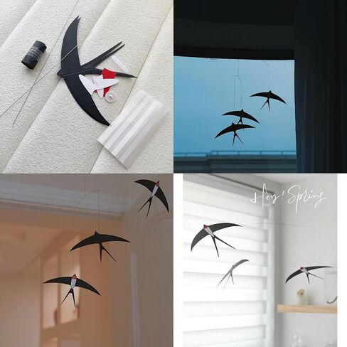 5 قطع من السنونو الطائر - ديكور منزلي يمكنك صنعه يدويًا - ديكور حضانة بوهو، لوحة فنية جدارية للطيور مصنوعة يدويًا لغرفة النوم، وغرفة المعيشة in Kuwait