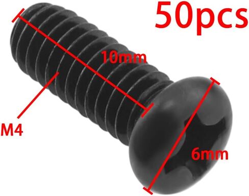 50pcs M4x10mm Round Head Cross Fixing Screws Black Machine Tooth Cross Fixing Screw for Video Doorbells Industrial Equipment Wall Installations, 723-A-BIW in Saudi Arabia