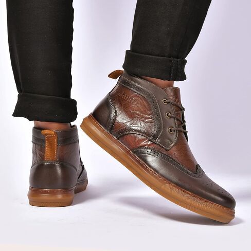 حذاء أكسفورد أنيق للرجال من الجلد Chukka الكاحل حذاء العمل اليومي للرجال in Kuwait