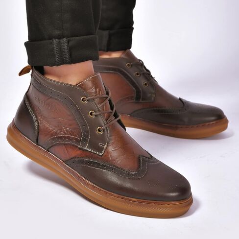 حذاء أكسفورد أنيق للرجال من الجلد Chukka الكاحل حذاء العمل اليومي للرجال in Kuwait