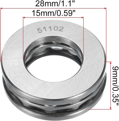uxcell 4 Set 51102 Thrust Ball Bearings 15mm x 28mm x 9mm Plane Axial Ball Bearing Single Row Roller, Chrome Steel Good Performance (ABEC3) in Saudi Arabia