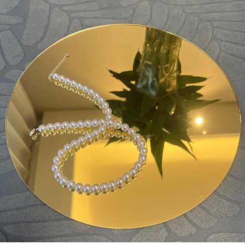 Mirror Trays for Wedding Table Gold Centerpieces Decor Acrylic Mirror Candle Plates Set of 12 Round 8 Inch Thickness 2mm in Saudi Arabia