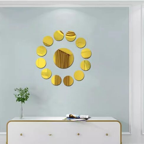 Mirror Trays for Wedding Table Gold Centerpieces Decor Acrylic Mirror Candle Plates Set of 12 Round 8 Inch Thickness 2mm in Saudi Arabia