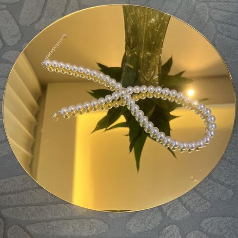 Mirror Trays for Wedding Table Gold Centerpieces Decor Acrylic Mirror Candle Plates Set of 12 Round 8 Inch Thickness 2mm in Saudi Arabia