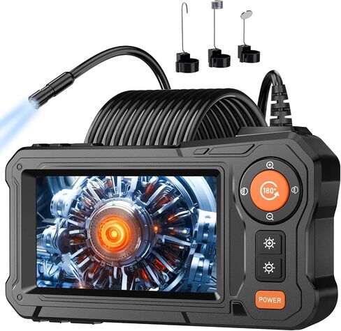 Endoscope Camera with Light - 4.3" LCD Screen Inspection Camera | IP67 Waterproof Borescope with 8 Adjustable LED Lights | HD 1080P Endoscope Camera with 16.5ft Semi-Rigid Cord Gadgets for Men in Kuwait