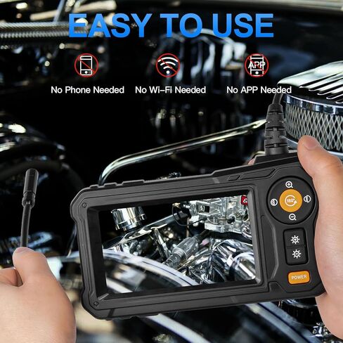 Endoscope Camera with Light - 4.3" LCD Screen Inspection Camera | IP67 Waterproof Borescope with 8 Adjustable LED Lights | HD 1080P Endoscope Camera with 16.5ft Semi-Rigid Cord Gadgets for Men in Kuwait