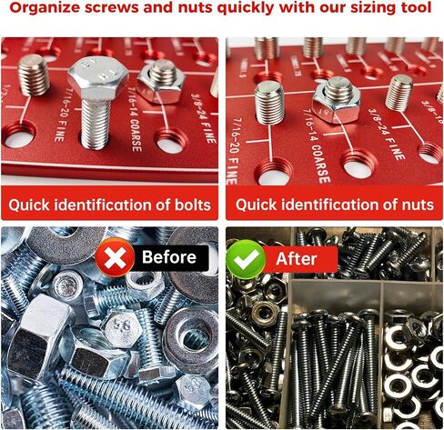 Nut and Bolt Thread Checker，ADAJOEL Bolt Size and Thread Gauge with 19 English and 15 Metric Sizes, 8 Drill Sizes Identibolt Made of Aluminum Alloy,with 2 Small Screw Storage Bags. in Saudi Arabia