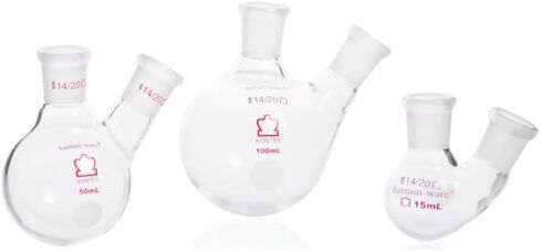 قارورة تقطير من Kimble 605020-0019 من زجاج البورسليكات ذات رقبة مستديرة وقاعدة دائرية، بزاوية رقبة جانبية، سعة 1000 مل in Kuwait