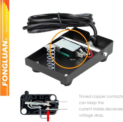 مفتاح قدم عالي التحمل، مفتاح دواسة قدم مؤقت 250VAC 10A SPDT 1NO 1NC مع كابل 6 أقدام للتحكم في آلة النجارة in Kuwait