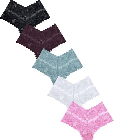 FINETOO Sexy Underwear for Women V-Waist Shorts Women' s Underwear Lightweight Soft Lace High Waist Panties 5 Pack in Saudi Arabia