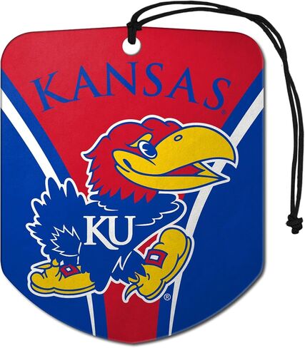 FANMATS 61615 NCAA Kansas Jayhawks معطر هواء معلق للسيارة، عبوتان، رائحة ثلج أسود، مزيل للرائحة، تصميم درع مع شعار الفريق in Saudi Arabia