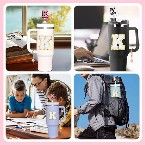 12 Pcs Cup Accessories Set for Stanley Cup 30&40 Oz Initial Straw Cover Personalized Handle Letter Charms in Saudi Arabia