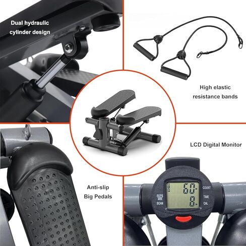 Steppers for Exercise at Home, Mini Stair Stepper Machine 350 lbs Weight Capacity with Resistance Bands in Kuwait