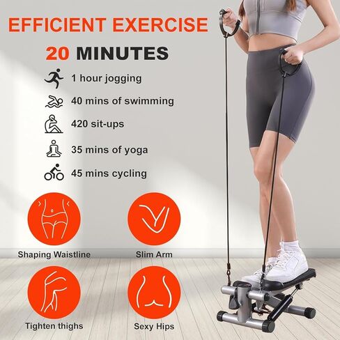 Steppers for Exercise at Home, Mini Stair Stepper Machine 350 lbs Weight Capacity with Resistance Bands in Kuwait