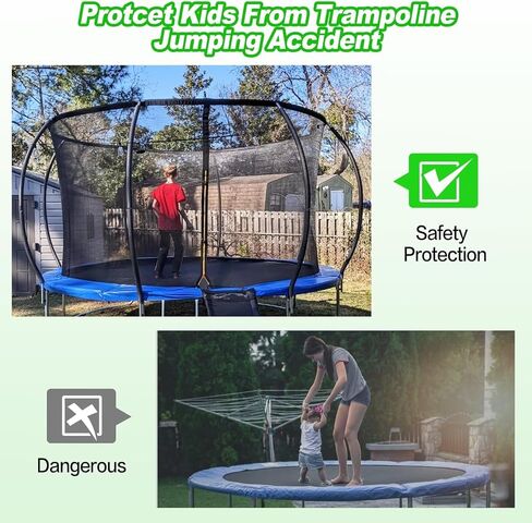 Trampoline Replacement Safety Net for 12ft, 14ft, 8 Poles Arch Trampoline, Strong, Durable, Breathable and Weatherproof Trampoline enclosures with Double-Ended Zippers and Adjustable Straps (net only) in Saudi Arabia