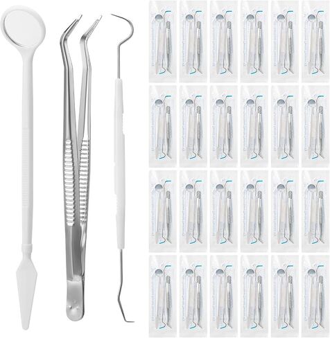 Disposable Dental Examination set Disposable Dental Tools 3Pcs Basic Instruments Set Dentist Dental Mirror Dental Explorer Plaque Remover for Teeth Oral Teeth Cleaning Dentist Tools (60 PCS) in Saudi Arabia