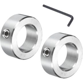 uxcell 2 Pcs Set Screw Shaft Collar 1"Bore, 304 Stainless Steel Shaft Collars, 1-5/8"OD, 5/8"Thickness, Axle Collar Clamp with a Hex Wrench