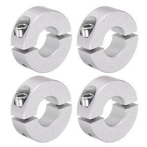 4Pcs Double Split Shaft Collar - [16mm Bore x 35mm OD x 12mm Width] Clamping Style Shaft Collar for CNC Machine Tools, Hold Timing Pulleys Use, 6061 Aluminum Alloy, Silver Tone