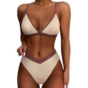 SUUKSESS Women Triangle High Cut Bikini Sets Sexy High Waisted 2 Piece Swimsuit