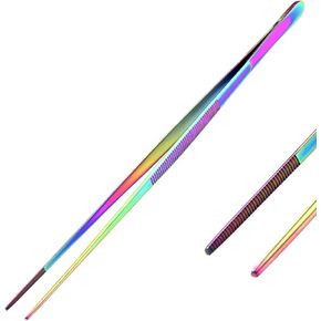 Multi Rainbow Color Huge Jumbo Aquarium Aqua Tweezers Thumb Dressing Forceps Serrated 24" Long