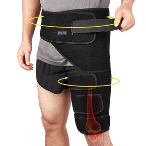 beister Hip & Thigh Brace Support with 5 Elastic Strips, Hamstring Compression Sleeve for Men & Women, Adjustable Groin Compression Wrap for Sciatica Pain Relief, SI Joint, Quad Muscle Strains